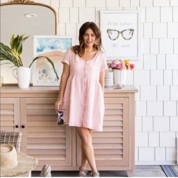 Priv Dresses & Skirts - Jillian Harris x Priv Pink Linen Dress